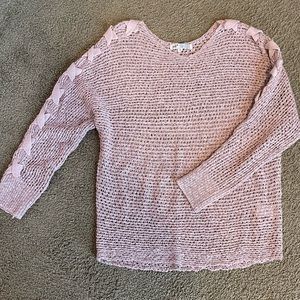 Jolt sweater with crisscross accent down the sleeves, size XL